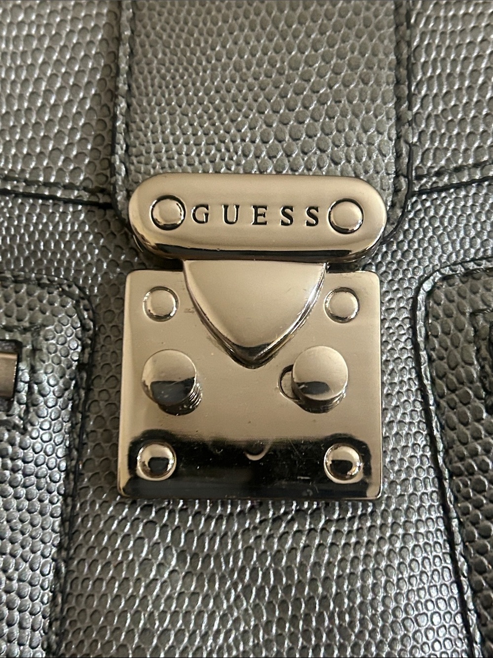 Guess Metallic Silver Shoulder Bag with Front Zip Pockets - Picture 2 of 9